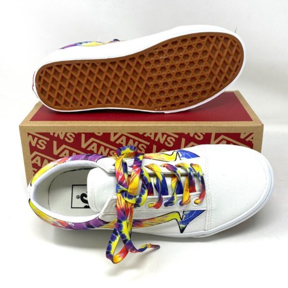 💖MEGA SALE💖VANS Old Skool Warp Canvas White Tie Dye Shoe Women’s VN0A4U3B21R - Picture 3 of 10